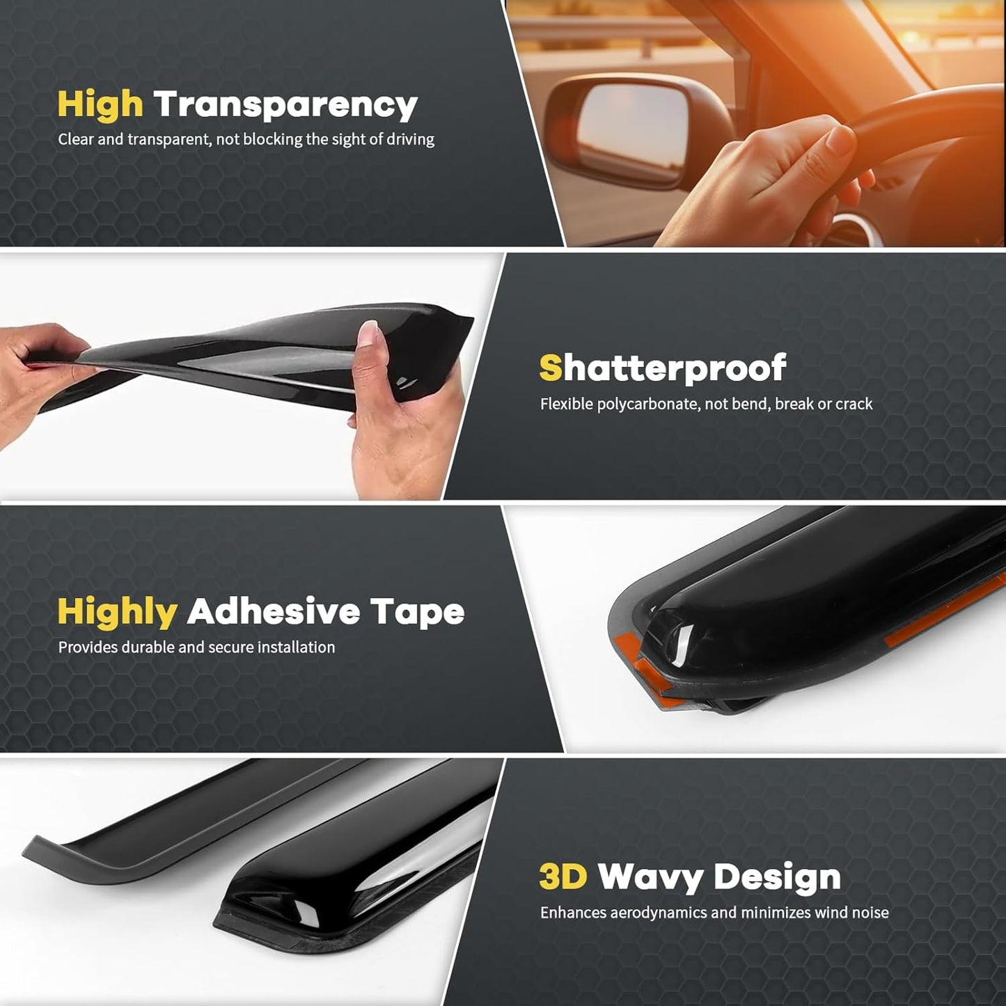 in Channel Window Rain Guards for 2019-2025 Chevy Silverado/GMC Sierra 1500 Crew Cab, Durable Window Vent Visors Shades Wind Deflectors, Exterior Car Accessories, 2020 2021 2022 2023 2024, 4PCS