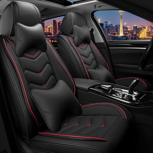 CTDS Car Seat Covers for Toyota RAV4 2000-2026, Stylish Sport Seat Cover, Premium Nappa Leather Car Seat Cover. Automobile Seat Covers Sets.(Luxury 2 Seats/Black)