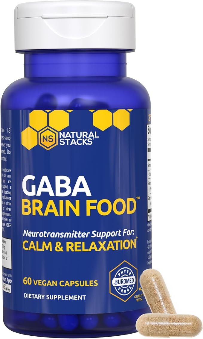 NATURAL STACKS Serotonin & GABA Brain Food Bundle - Promotes a Positive Mood & Calmness* - 120 Capsules