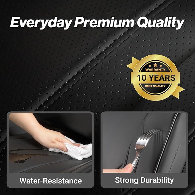 Coverland Custom Fit Car Seat Covers for Car Compatible with [Mustang, Fusion, Prius, Optima, TSX, MINI Cooper] Premium Waterproof Non-Slip Interior Seat Protector [Front Black- Size Chart A17]
