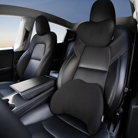 HOPON 2025 Upgrade Headrest Pillow with Lumbar Support Pillow for Most Cars,SUV Neck Pillow with Breathable Fabric,Soft Pillow for Relieving Stiffness Sedan Home Office Black 1 Set - Black