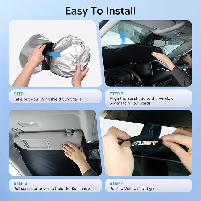 KUST Windshield Sun Shade for Acura ZDX 2024 2025 2026 Window Accessories Shade Sun Visor Cover Foldable Block UV Rays
