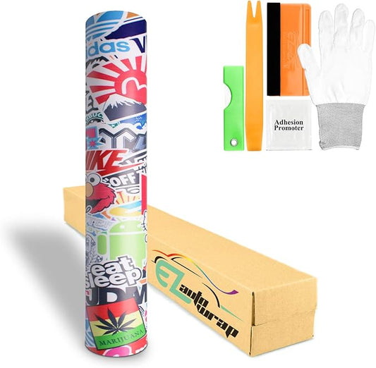 Free Tool Kit EZAUTOWRAP ES Bomber Hellaflush Anime Cartoon Car Vinyl Wrap Sticker Decal Air Release - 60"X60" (5FT X 5FT)