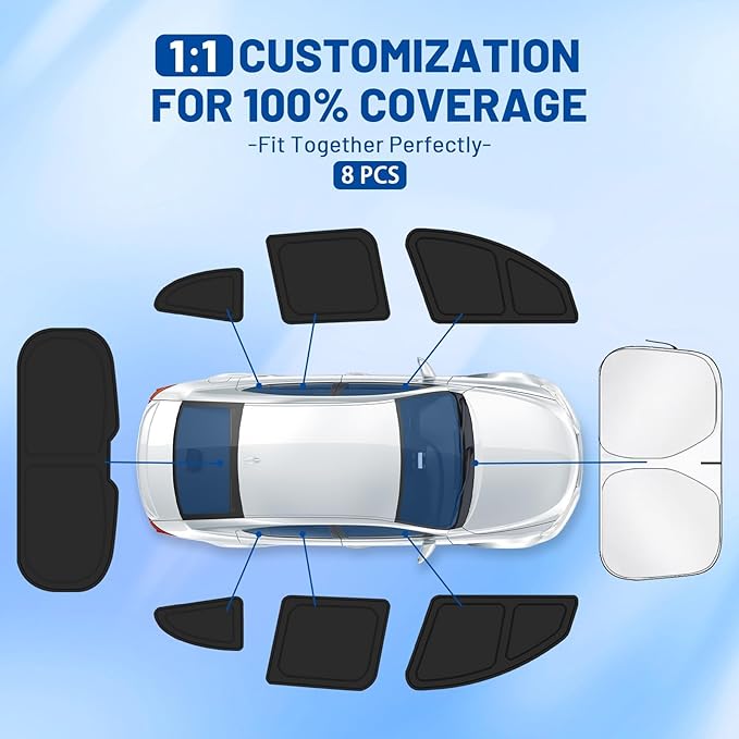 Car Window Shades Intended for Audi Q7 2016-2019, Privacy Window Covers 8PCS for Side, Rear & Windshield, Car Shield Sunshade for Privacy Protection, Heat Blocking, Camping and Parking