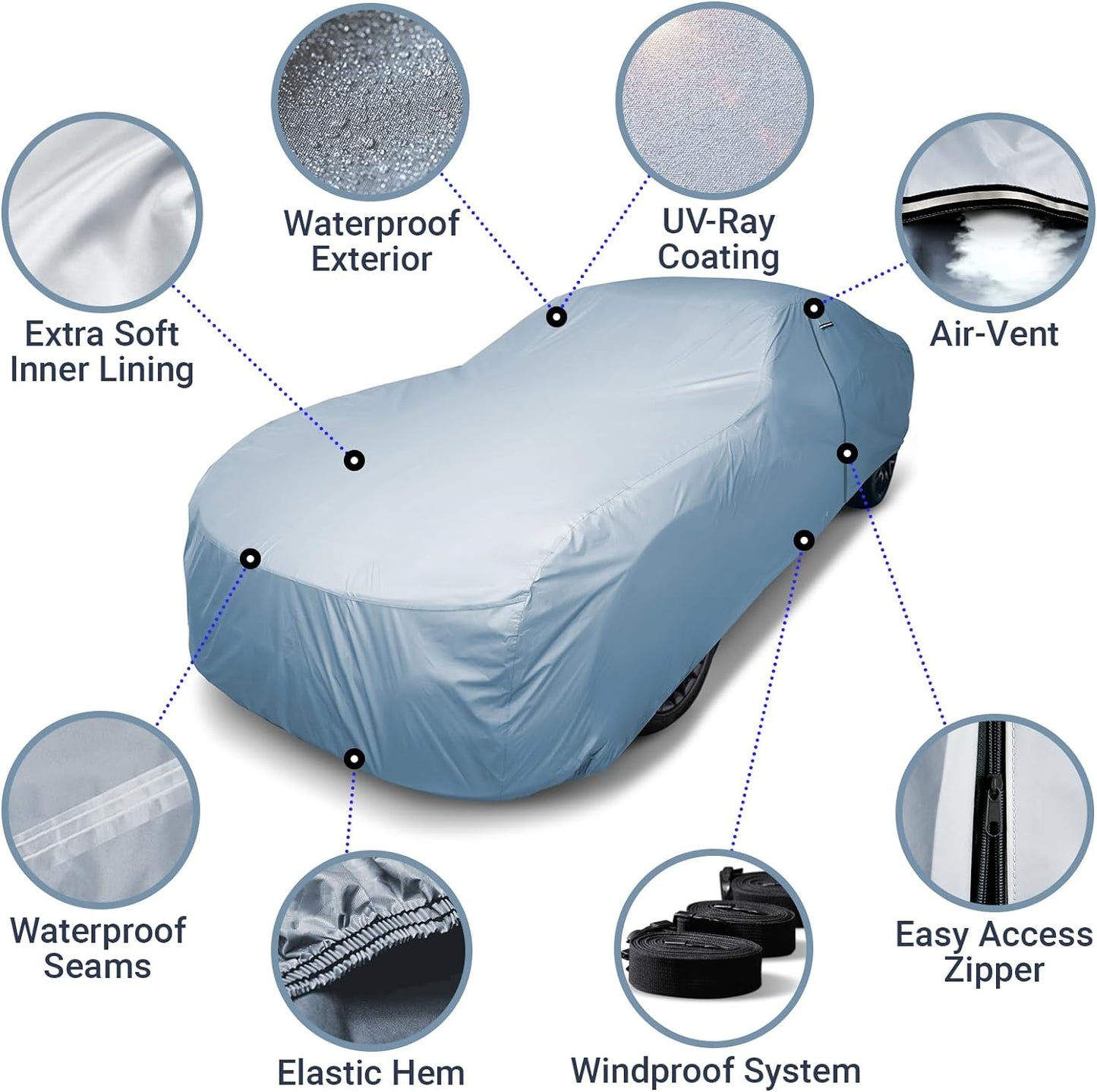 iCarCover Premium Car Cover for 1967-1981 Pontiac Firebird Heavy Duty Waterproof All-Weather Automobiles Custom Fit Indoor Outdoor UV Snow Protection Covers with Straps and Bag