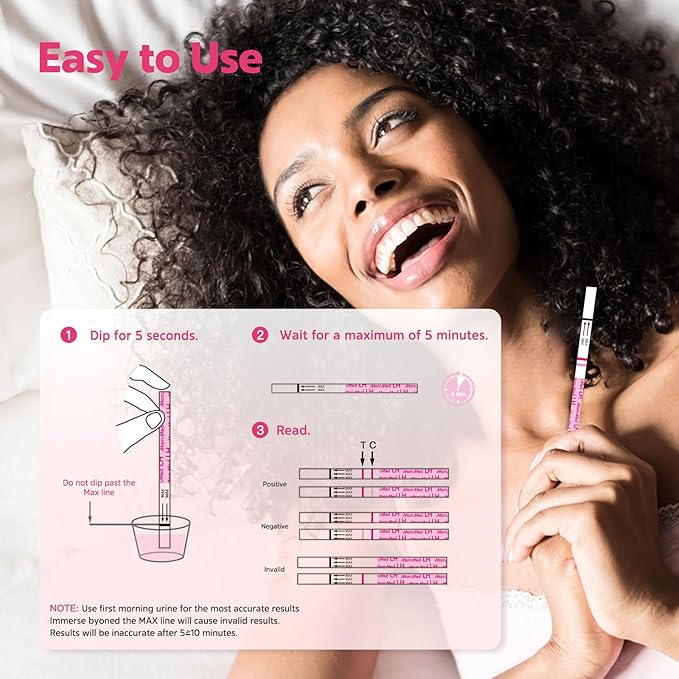 MomMed Ovulation Test Strips, 105 LH Ovulation Predictor Kit with 105 Collection Cups, Accurately Track Ovulation Test, High Sensitivity Result for Women Home Testing
