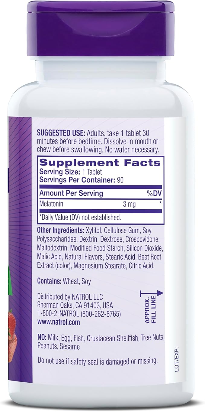 Natrol Sleep Melatonin 10mg Fast Dissolve Tablets, Nighttime Sleep Aid for Adults, 30 Strawberry-Flavored Melatonin Tablets, 30 Day Supply (Pack of 4)