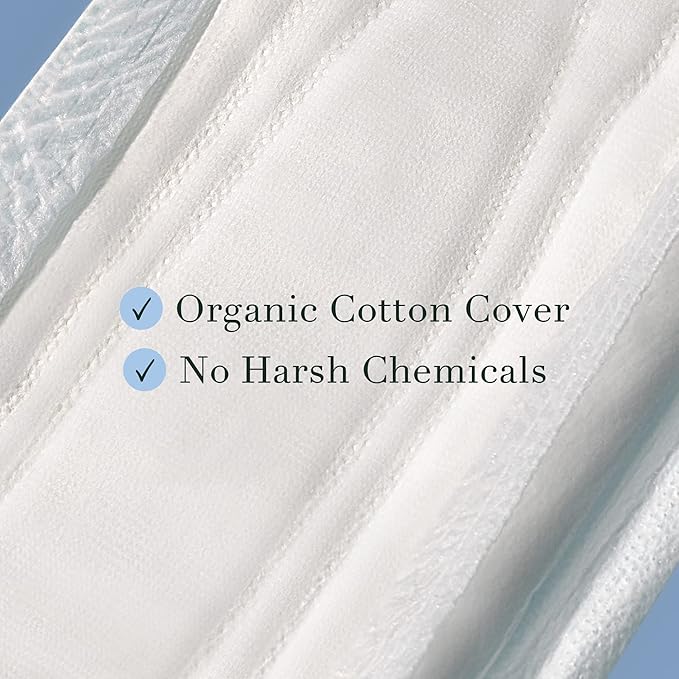 Rael Incontinence Pads for Women, Organic Cotton Cover - Postpartum Essential, Heavy Absorbency, Bladder Leak Control, 4 Layer Core with Leak Guard Technology, Long Length (Ultimate, 20 Count)