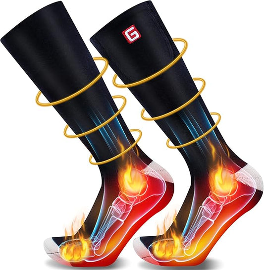 Autocastle Heated Socks for Men Women - Rechargeable Battery Electric Socks for Chronically Cold Feet - Winter Warm Thermal Washable Unisex Foot Warmer for Hunting Skiing Cycling