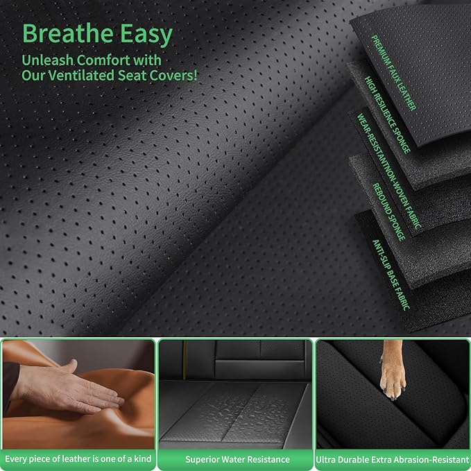 Fit Venue Car Seat Covers for Hyundai Venue 2020-2025 2026-Upgraded Premium Waterproof & Breathable Leather,Airbag Compatible,All-Weather Seat Cushion Protector,Full Set,Black-Beige