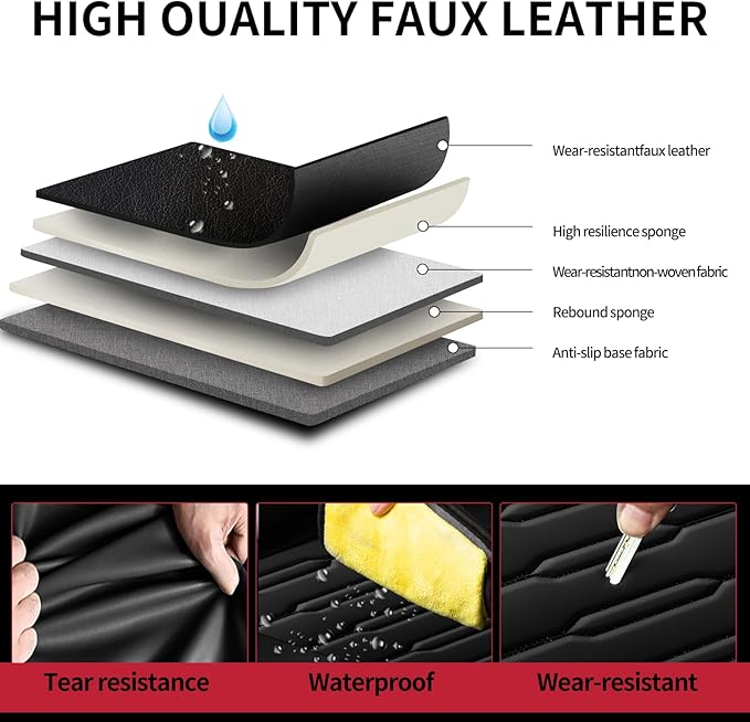 Fit Sonata Car Seat Covers for Hyundai Sonata 2004-2024 2025 2026 - Upgraded Premium Waterproof & Breathable Leather, Airbag Compatible, All-Weather Seat Cushion Protector (Full Set, Black)