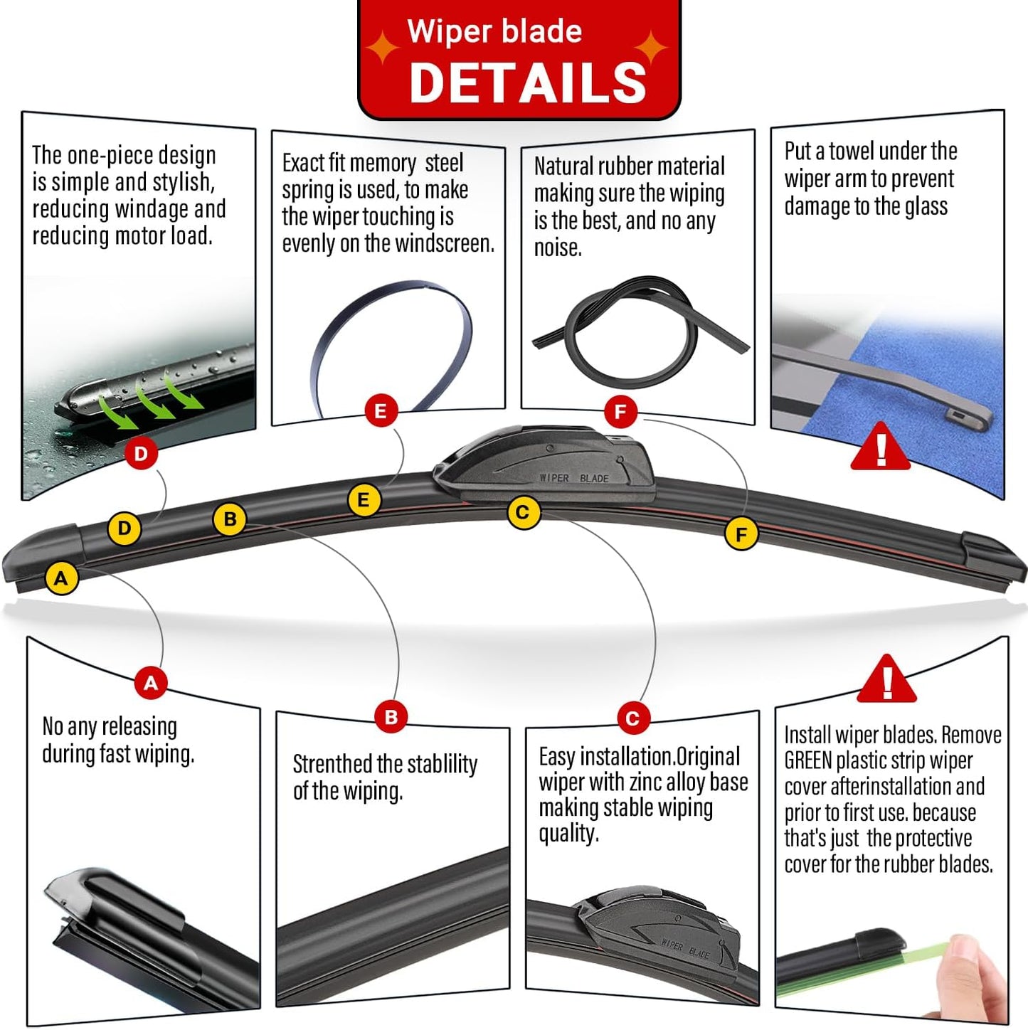 Windshield Wiper Blade Set Replacement for 2007-2017 Jeep Patriot Original Equipment Replacement Front Wiper Blades-21"/21"/10" (Set of 3) U/J Hook