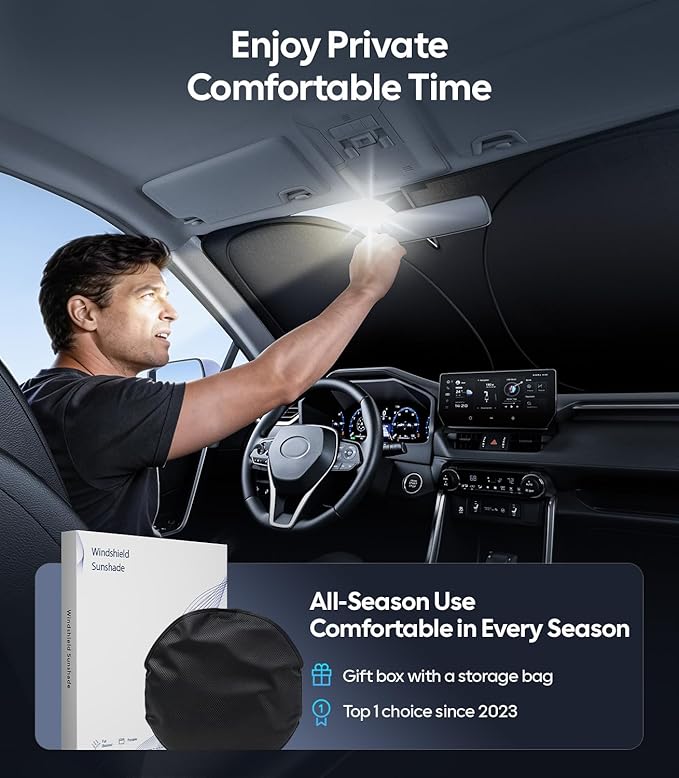Wigoo for Toyota 4Runner Windshield Sunshade [OEM Design, 100% Sun Blockage] Foldable Heat Insulation Sun Shade with Storage Bag, for Toyota 4Runner (2010-2026), Silver Coating