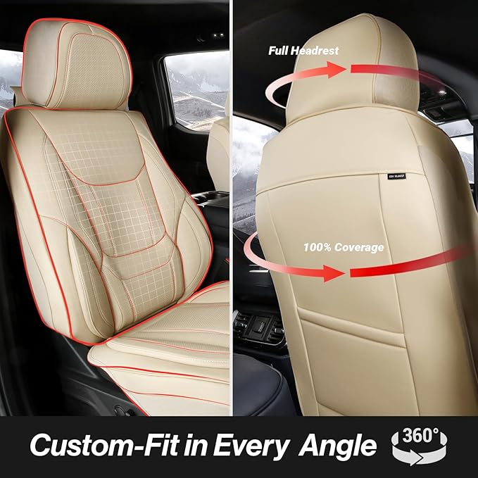 Coverland Custom Fit Car Seat Covers for Car Compatible with [TL, Verano, 300 Series, Charger, Accord, Crosstour] Premium Waterproof Non-Slip Interior Seat Protector [Full Set Beige - Size Chart X73]