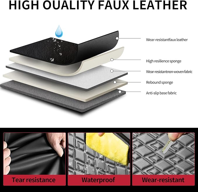 Fit Santa Cruz Car Seat Covers for Hyundai Santa Cruz 2022-2025 2026-Upgraded Premium Waterproof & Breathable Leather, Airbag Compatible, All-Weather Seat Cushion Protector (Full Set, Black)