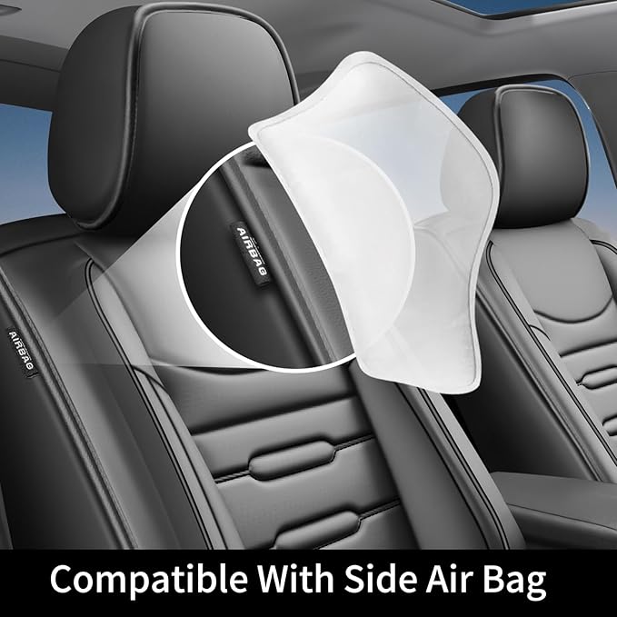 Fit Elantra Car Seat Covers for Hyundai Elantra 2017-2024 2025 2026 - Upgraded Premium Waterproof & Breathable Leather, Airbag Compatible, All-Weather Seat Cushion Protector (Full Set, Black)
