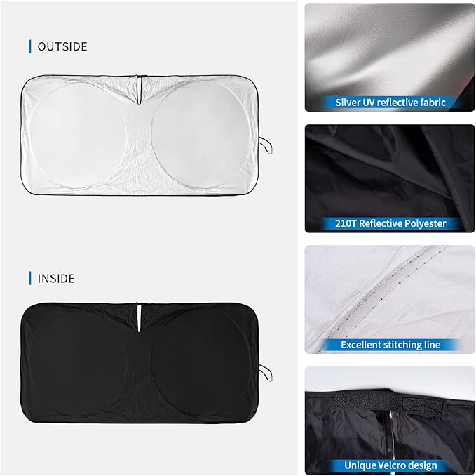 INSAUTO Windshield Sun Shades Custom Fit for Toyota Camry 2007-2017- Sunshade for Front Window Cover - Double Layer Heat Shield Sun Visor Cool Car Accessory