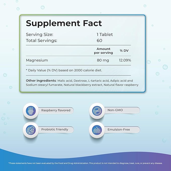 H2 Molecular Hydrogen Water Tablets with effervescent Technology for Healthy Hydration, Optimal Energy, and Metabolism Support; 8 PPM. (60, Raspberry)