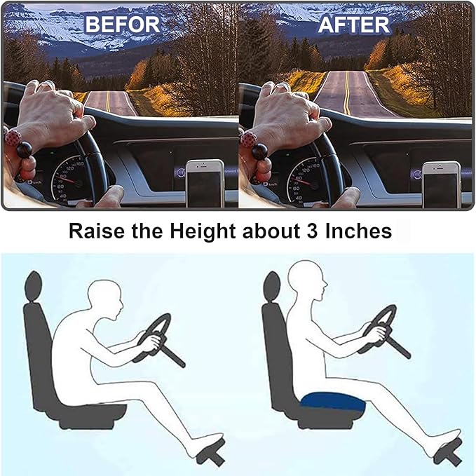 Car Seat Cushion, Memory Foam Car Seat Cushion, Cushions for Sciatica, Pain Relief for Long Sitting, Ergonomic Cushion for Office Chair, Grey