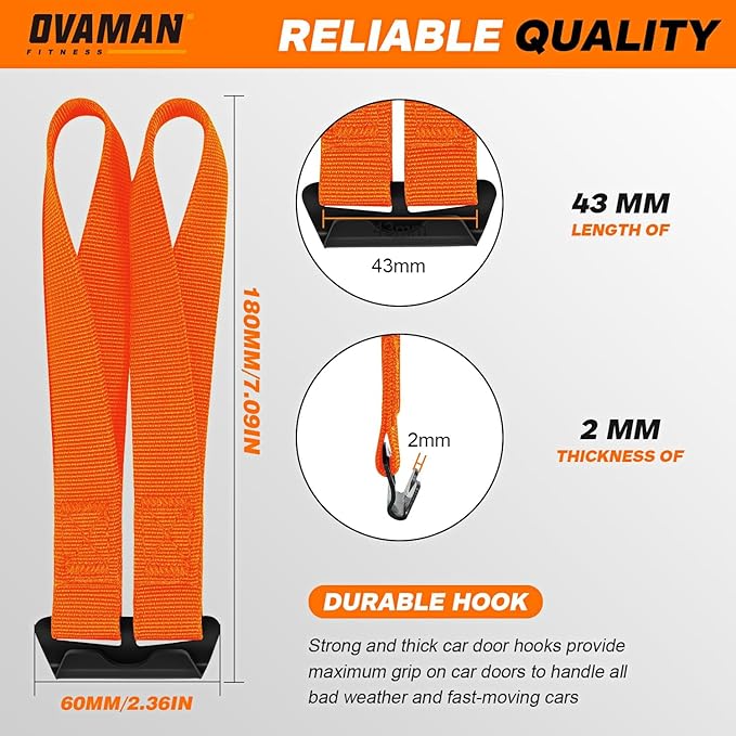 6 Rooftop Cargo Tie Down Hook Straps - Secure Any Car Roof Bag, Roof Rack Cargo Carrier, or Car Top Carrier, Durable and Solid, No Roof Rack Required, Compatible with Most Cars - Registered Patent