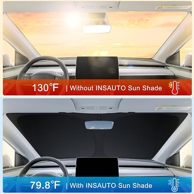 INSAUTO Custom Fit Windshield Sun Shade Accessories for Toyota RAV4 2019-2026, Foldable Front Window Sunshade, UV & Heat Reflector, Keeps Interior Cool, Includes Storage Bag