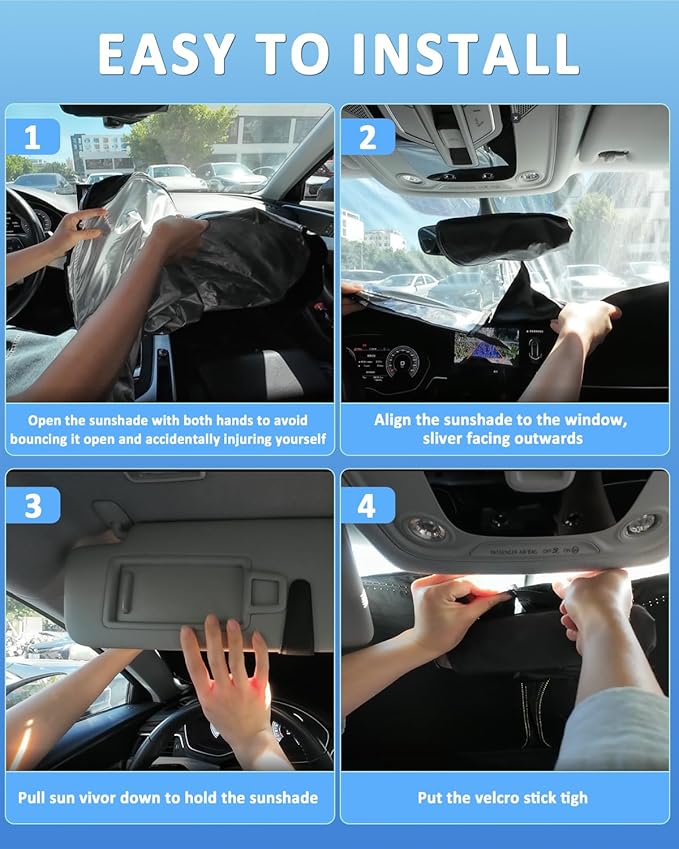 Windshield Sunshade for Toyota Tacoma 2005-2015 Sun Shade Car Windshield Accessories Upgrade 4 Layers Blocks UV Rays Custom Fit Tacoma 240T Car Window Shades Front Windshield Keep Cool Foldable