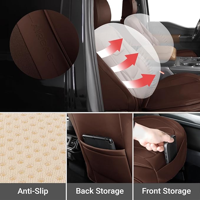 Coverland Custom Fit Car Seat Covers for Car Compatible with [2014-2022 Acura RLX] Premium Leather Non-Slip Memory Foam Waterproof Custom fit Interior Protector [Front Dark Brown- Size Chart A18]
