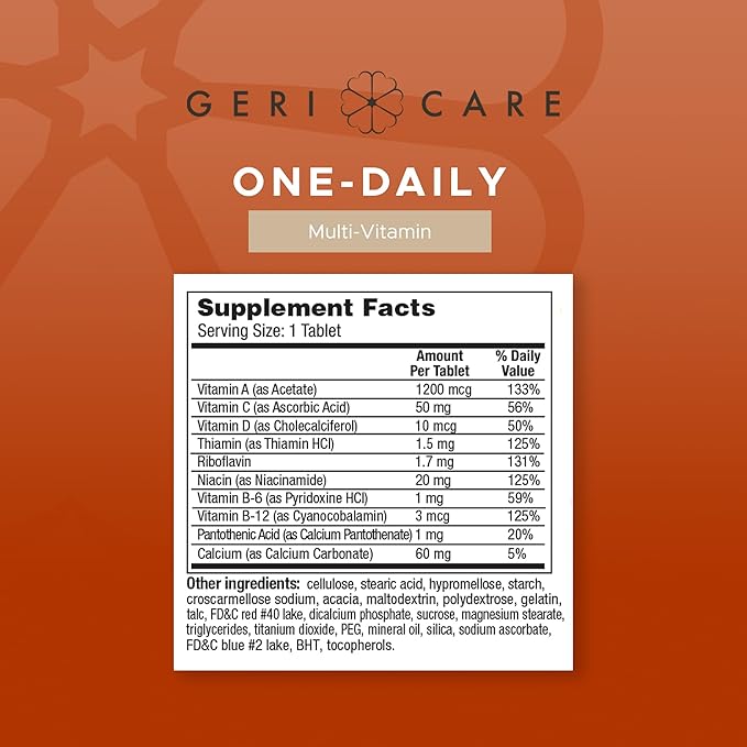 GeriCare One-Daily Multi-Vitamin Tablets Dietary Suplement 100 Count (Pack of 1)