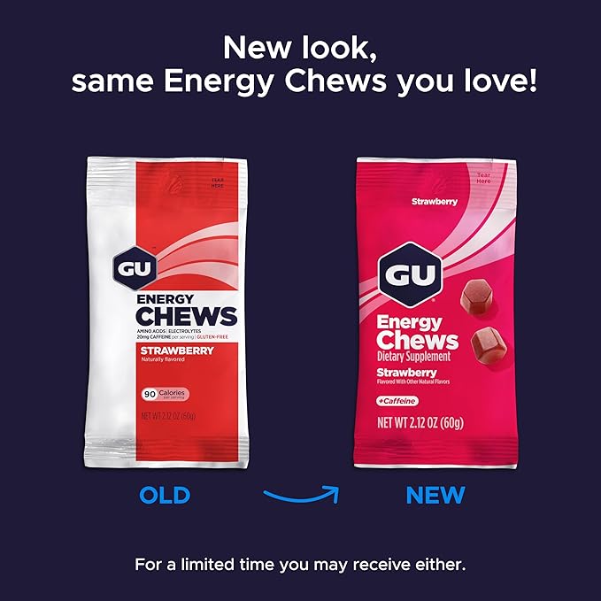 GU Energy Chews, Salted Lime Energy Gummies with Electrolytes, Vegan, Gluten-Free, Kosher, Caffeine-Free, and Dairy-Free On-The-Go Energy for Any Workout, 12 Bags (24 Servings Total)