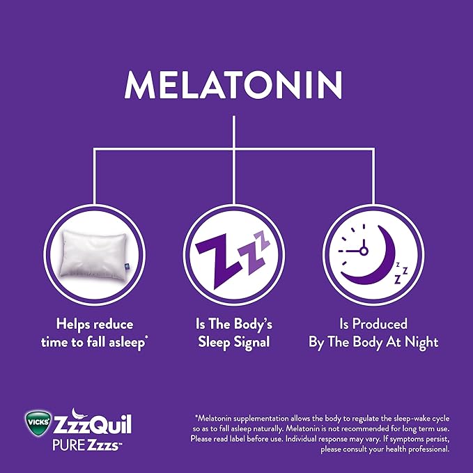 ZzzQuil Pure Zzzs, Melatonin Sleep Aid Gummies with Lavender, Valerian Root and Chamomile, Natural Wildberry Vanilla Flavor, Non-Habit Forming, Drug-Free, 24 Gummies (Pack of 4)