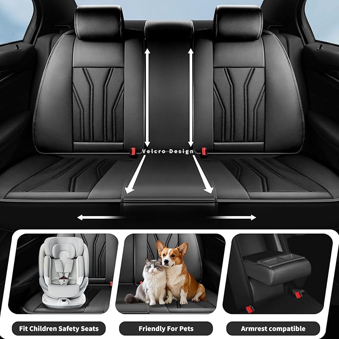 Fit Tucson Car Seat Covers Premium Leather for Hyundai Tucson 2010-2025 2026. Waterproof， Breathable, Scratch-Resistant & All-Weather Seat Cushion Protector (Full Set, All Black)