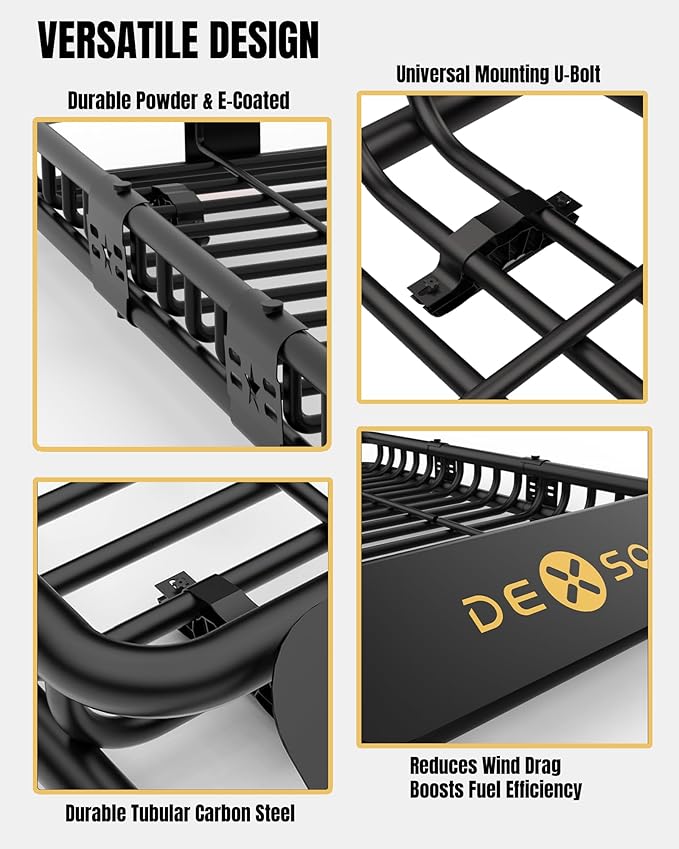 46" x 36" Universal Roof Rack Basket, 200 Lbs Capacity Rooftop Cargo Carrier Basket with 15 Cubic Feet (44" x 34" x 17") Waterproof Luggage Bag, for Suvs, Trucks, Vehiclesor Suvs, Trucks, Vehicles