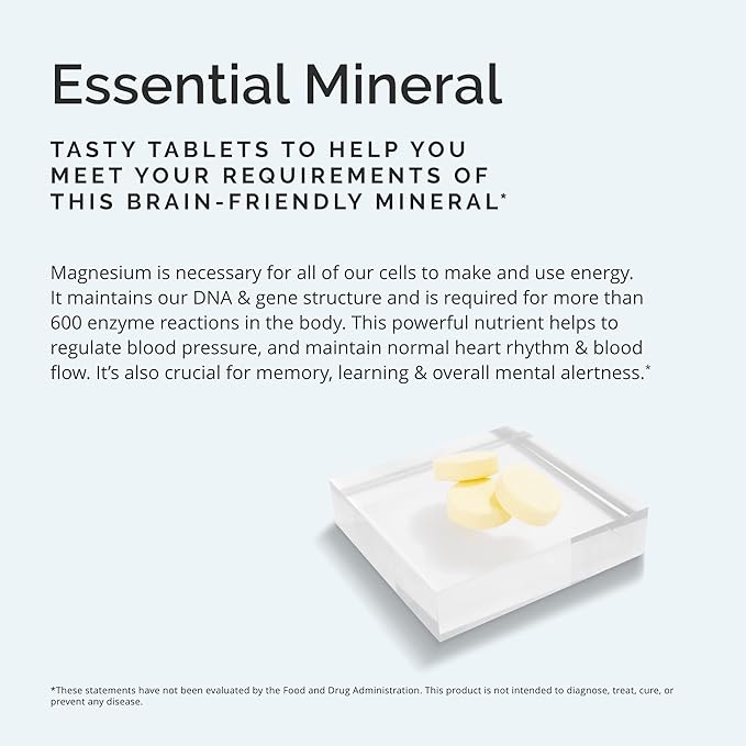 Dr Amen BrainMD Magnesium Chewables, Citrus - 60 Chewable Tablets, Pack of 2 - Essential Mineral for Optimal Cell Function - Gluten Free - 120 Total Servings