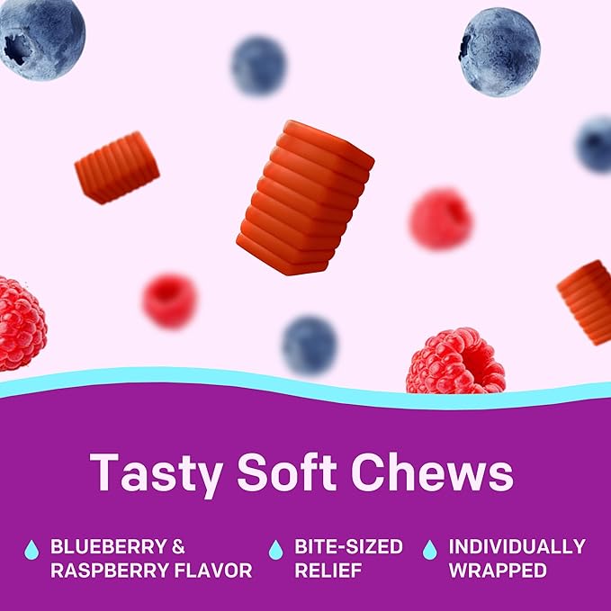 MiraFAST Soft Chews, from The Makers of MiraLAX, Gentle Constipation Relief in 30min-6hrs, Fast Acting Laxative, Stimulant Free Saline Laxative, Magnesium Hydroxide, Mixed Berry Flavor, 60ct