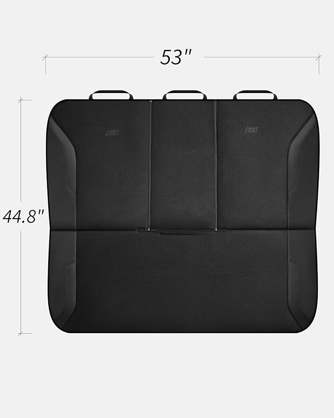Skechers Memory Foam Car Seat Covers, Leather Seat Covers with Thick Memory Foam, Black Air Cool Rear Seat Covers, Automotive Comfort and Protection for Most Cars, Van,Trucks, SUVs(Rear,Black)