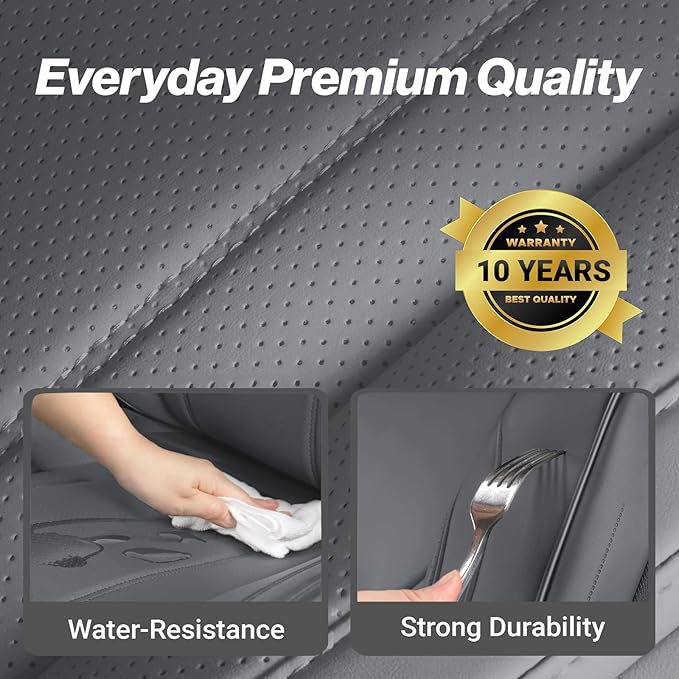 Coverland Custom Fit Car Seat Covers for Car Compatible with [Accord, Camry, Civic, Malibu, Taurus, Focus, Sonata, Altima] Premium Waterproof Non-Slip Interior Protector [Front Dark Gray- Chart A10]