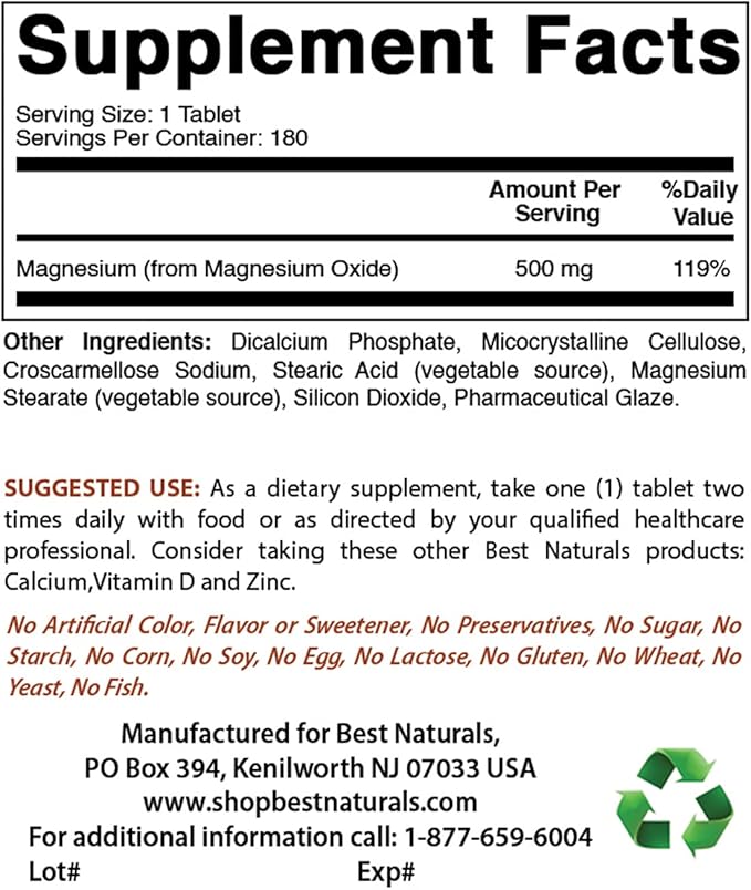 Magnesium Oxide 500 mg & Vitamin D3 2000 IU