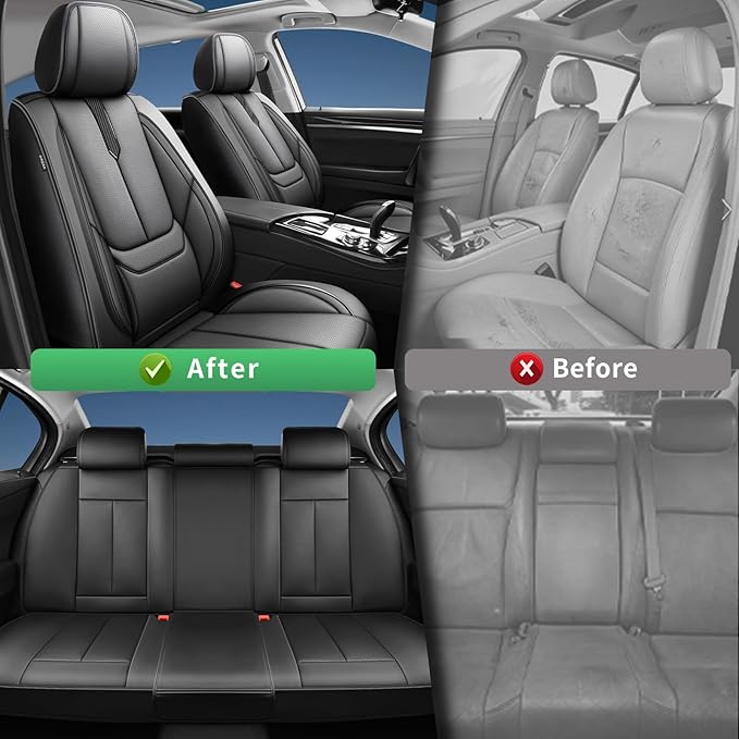 Fit Corolla Car Seat Covers for Toyota Corolla 2000-2024 2025 2026 -Upgraded Premium Waterproof & Breathable Leather, Airbag Compatible, All-Weather Seat Cushion Protector,2 Front/Black