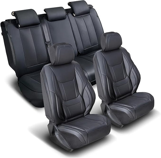 Coverland Custom Fit Car Seat Covers for Car Compatible with [2008-2023 Dodge Challenger Bucket Style Seats] Premium Waterproof Non-Slip Interior Seat Protector [Full Set Black - Size Chart X72]