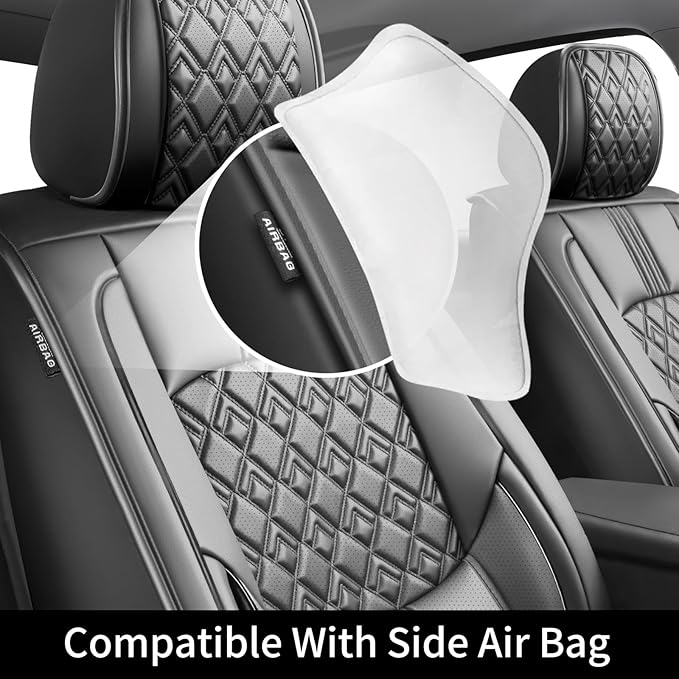 Fit Palisade Car Seat Covers for Hyundai Palisade 2000-2025 2026 - Upgraded Premium Waterproof & Breathable Leather, Airbag Compatible, All-Weather Seat Cushion Protector (Full Set, Black)