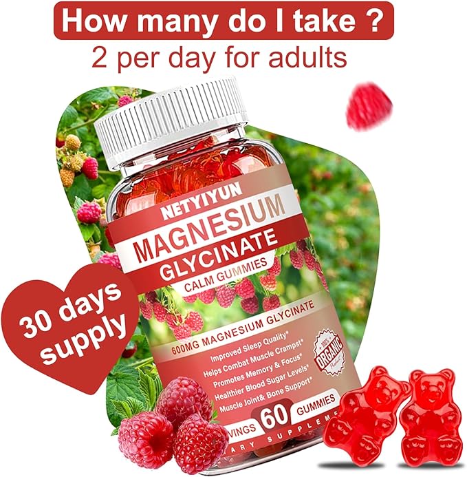 Magnesium Glycinate Gummies 600mg, High Absorption Magnesium Supplement for Adults,Include 200mg Magnesium L-Threonate, Magnesium Support Sleep Quality, Relaxation, Stress Relief Pack of 1