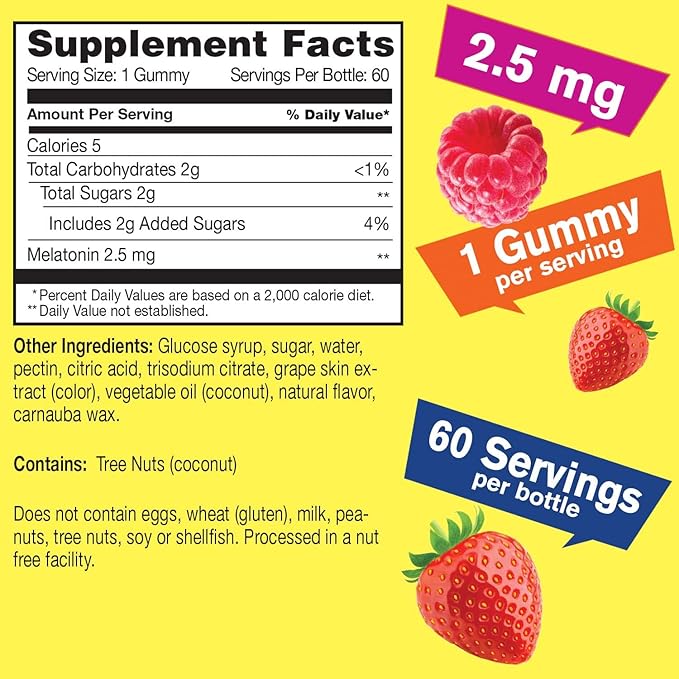 Melatonin 2.5mg + Probiotic Men 10B CFUs, Gummies Bundle - Great Tasting, Vitamin Supplement, Gluten Free, GMO Free, Chewable Gummy