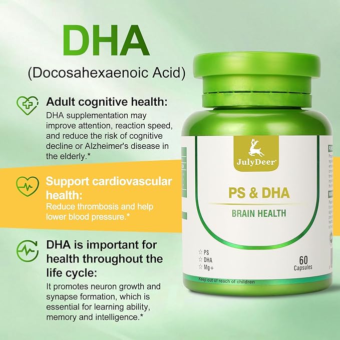 2 Bottles Magnesium L-threonate -100mg, DHA-100mg, Phosphatidylserine-40mg, Magnesium Complex Supplements for The Elderly Kids Brain Health and Cognitive Support Improve Brain - 120 Capsules