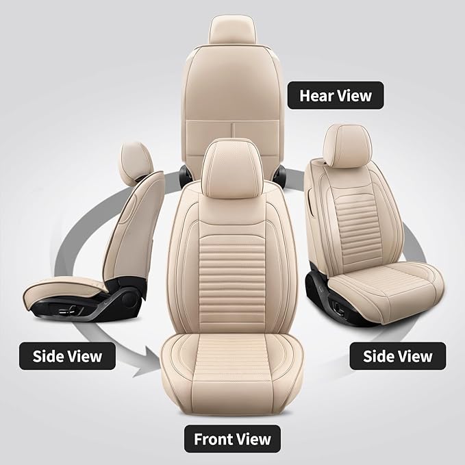 Front Seat Covers Fit for Toyota Venza 2009-2026, Car Seat Covers Front Seats, Breathable Faux Leather Automotive Seat Covers Front Pair Anti-Slip Seat Cover(Beige, Front)