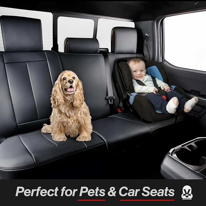 Coverland Custom Fit Car Seat Covers for Car Compatible with [BMW 3-Series Sedan, 7-Series LWB, Mazda6] Premium Waterproof Non-Slip Interior Seat Protector [Full Set Black - Size Chart X63]