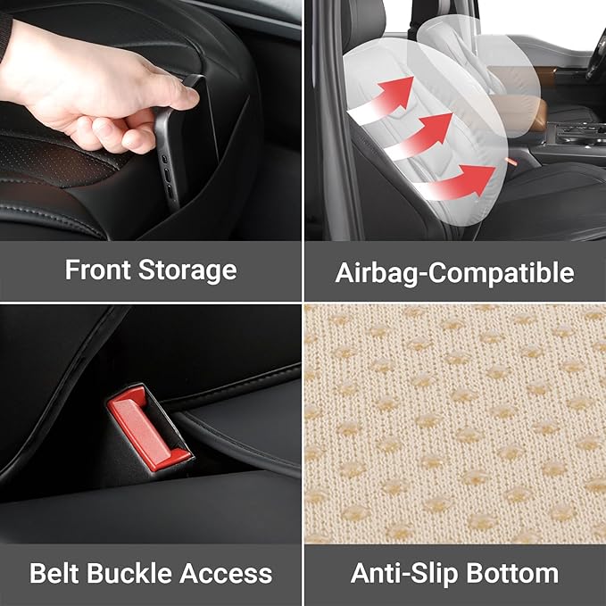 Coverland Custom Fit Car Seat Covers for Car Compatible with [Mazda3, Versa, Corolla, Corolla iM, Jetta] Premium Waterproof Non-Slip Interior Seat Protector [Full Set Black - Size Chart X60]