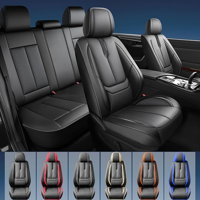 Fit Corolla Car Seat Covers for Toyota Corolla 2000-2024 2025 2026 -Upgraded Premium Waterproof & Breathable Leather, Airbag Compatible, All-Weather Seat Cushion Protector,2 Front/Black