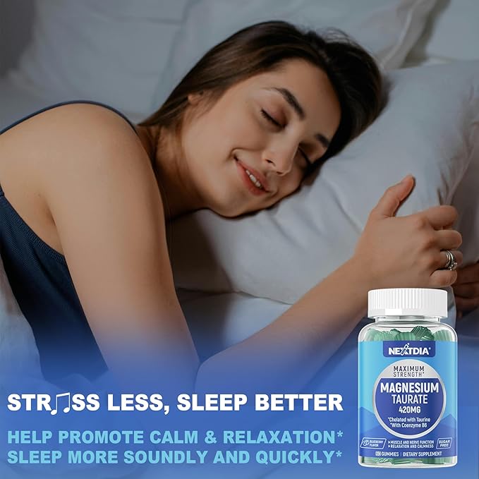Magnesium Taurate 420mg + Vitamin B6 for Enhanced Absorption, Supporting Hēalthy Hēart, Zzzs, Relaxation, Nerve & Muscle Health – Vegan, Non-GMO, Gluten-Free, Sugar-Free, 2-Pack