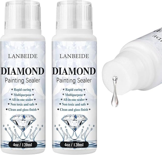 LANBEIDE 2 Pack 240ML Diamond Painting Sealer, 5D Diamond Painting Art Glue Permanent Hold & Shine Effect Sealer for Diamond Painting and Puzzles