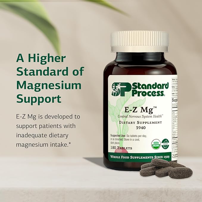Standard Process Inc. E-Z Mg - Plant-Based, Multiform, Organic, Supports Patients with Inadequate Dietary Magnesium Intake - 180 Tablets